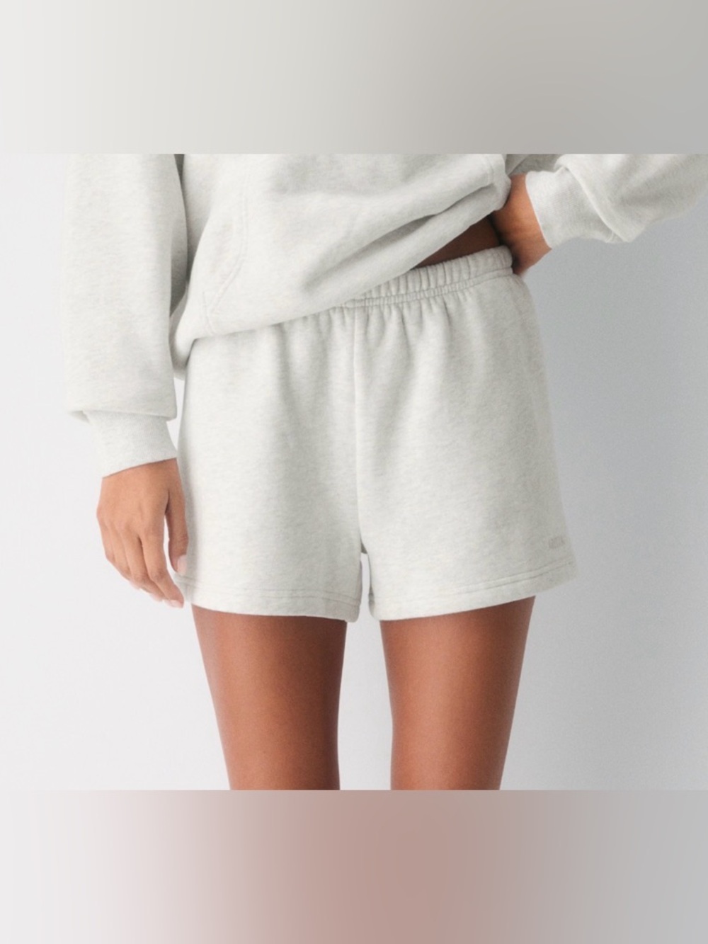 TNA Cozy Fleece High Rise Mini Short in Heather Cloud White
